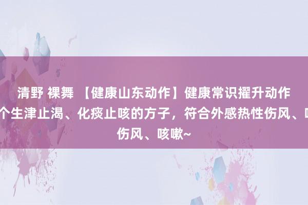 清野 裸舞 【健康山东动作】健康常识擢升动作｜一个生津止渴、化痰止咳的方子，符合外感热性伤风、咳嗽~