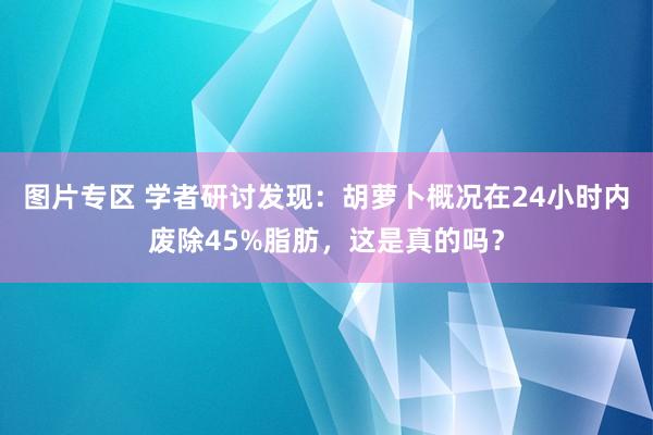 图片专区 学者研讨发现：胡萝卜概况在24小时内废除45%脂肪，这是真的吗？