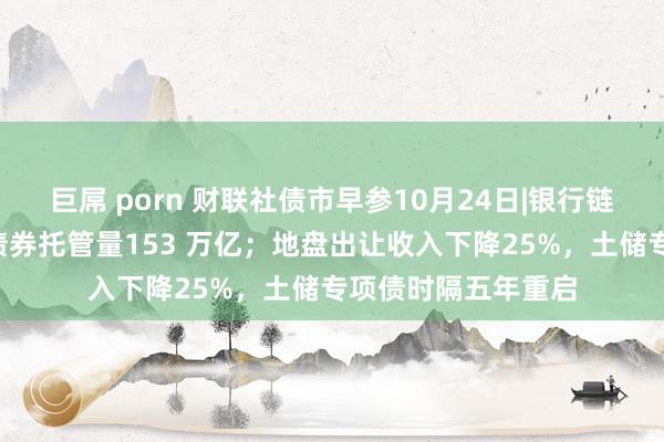 巨屌 porn 财联社债市早参10月24日|银行链接增合手，9月末债券托管量153 万亿；地盘出让收入下降25%，土储专项债时隔五年重启