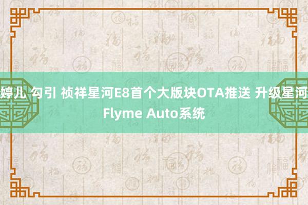 婷儿 勾引 祯祥星河E8首个大版块OTA推送 升级星河Flyme Auto系统