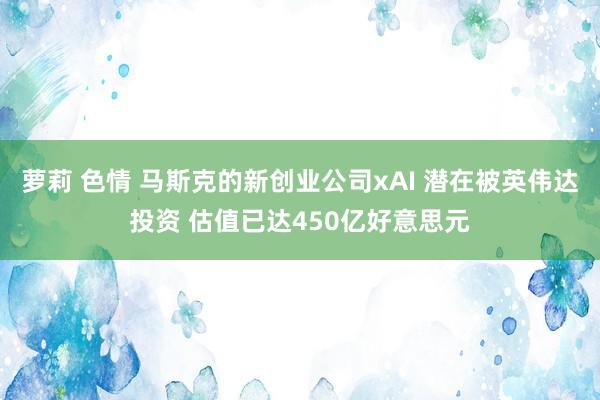 萝莉 色情 马斯克的新创业公司xAI 潜在被英伟达投资 估值已达450亿好意思元