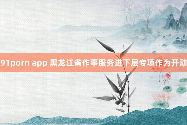 91porn app 黑龙江省作事服务进下层专项作为开动