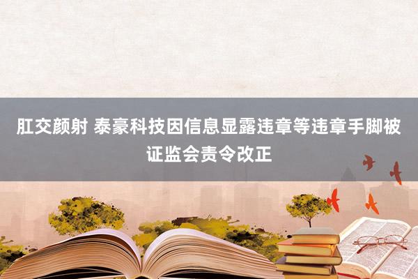 肛交颜射 泰豪科技因信息显露违章等违章手脚被证监会责令改正