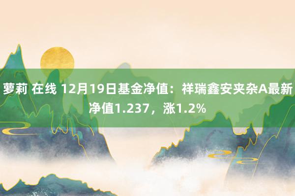 萝莉 在线 12月19日基金净值：祥瑞鑫安夹杂A最新净值1.237，涨1.2%