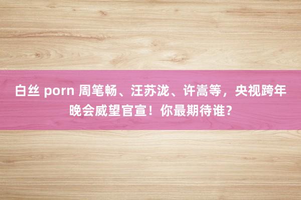 白丝 porn 周笔畅、汪苏泷、许嵩等，央视跨年晚会威望官宣！你最期待谁？