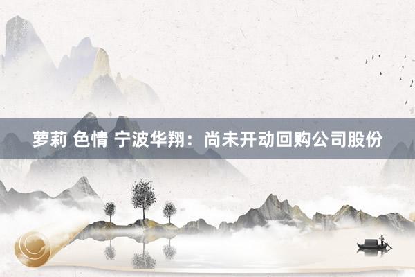 萝莉 色情 宁波华翔：尚未开动回购公司股份