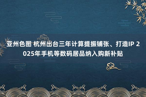 亚州色图 杭州出台三年计算提振铺张、打造IP 2025年手机