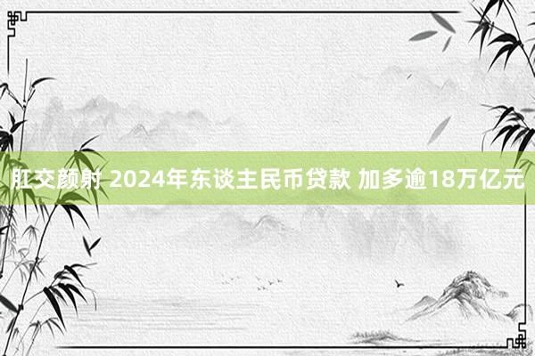 肛交颜射 2024年东谈主民币贷款 加多逾18万亿元